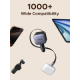 شاحن سيارة يوجرين بسلك قابل للسحب بمنفذ USB-C ومنفذ USB وبقوة 60 واط - رمادي