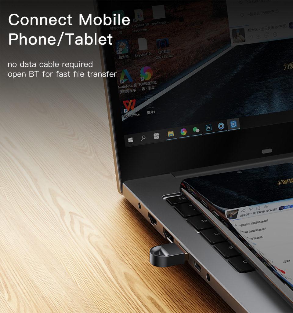  2.4 دونجل محول لاسلكي بلوتوث للهاتف والتلفزيون والكمبيوتر والكمبيوتر المحمول والسيارة Yesido Yau34