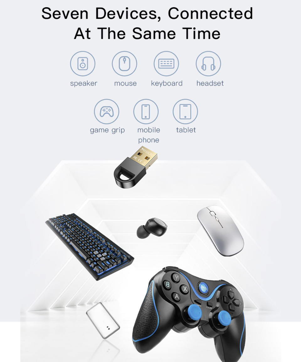  2.4 دونجل محول لاسلكي بلوتوث للهاتف والتلفزيون والكمبيوتر والكمبيوتر المحمول والسيارة Yesido Yau34