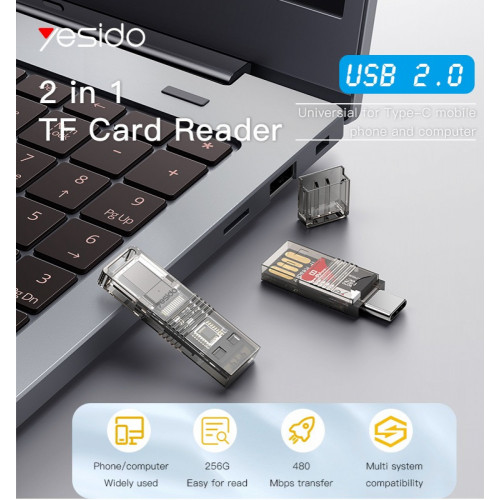 CARD READER - قارئ ذاكرة USB و Type-cمن yesido-GS21