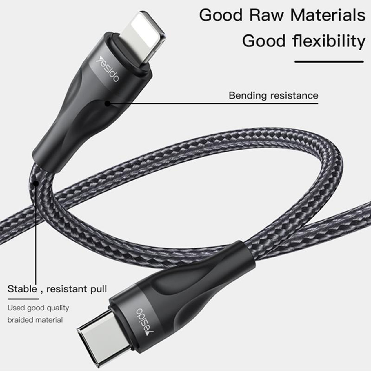 كابل شحن Type-C إلى آيفون ، الطول: 30 سم Yesido CA82