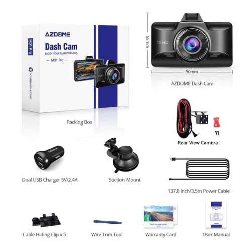 داش كام AZDOME M01 Dual Dash Cam