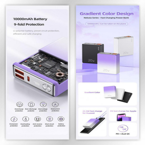 شاحن متنقل رقمي USAMS 10000mAh