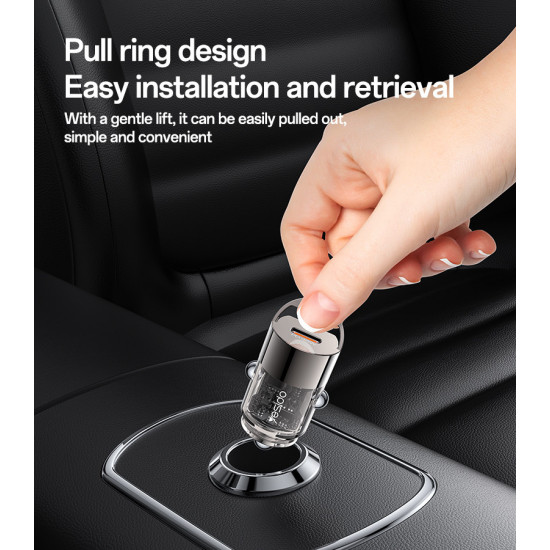 شاحن سيارة صغير مخفي من Yesido Y67 بقوة 45 وات للشحن السريع