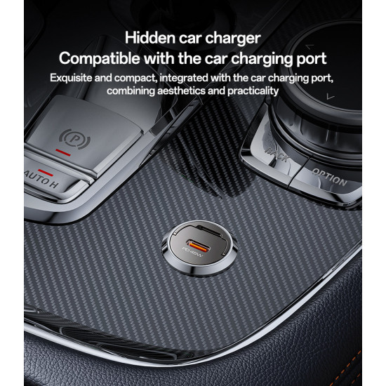 شاحن سيارة صغير مخفي من Yesido Y67 بقوة 45 وات للشحن السريع