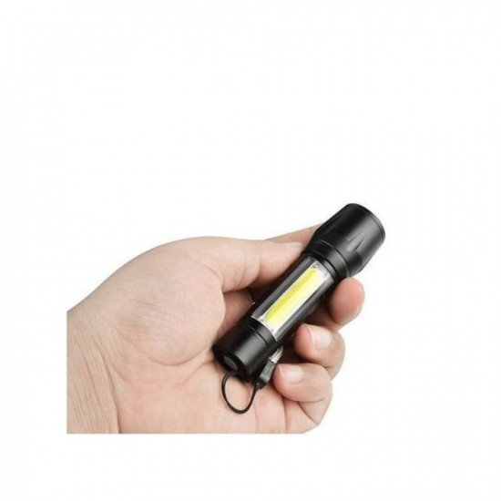 مصباح LED يدوي صغير يحمل باليد بتقنية COB مزود بشاحن بمنفذ USB ومناسب للأماكن الخارجية