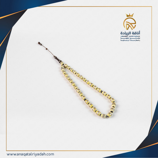 سبحة خشب كوك مع كهرمان مطعم بالفضة 