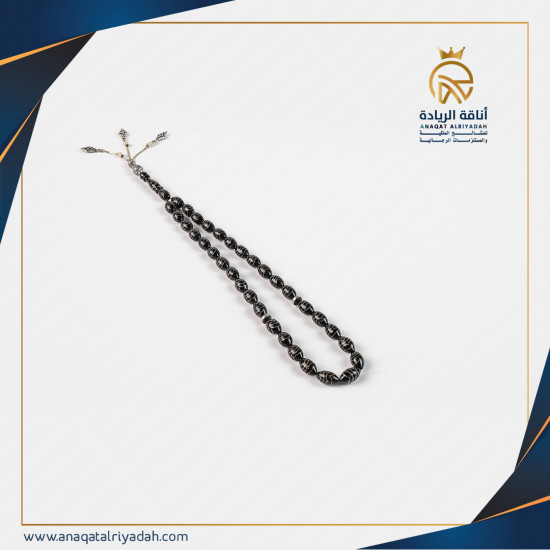 سبحة خشب يسر مطعم بالفضة 003