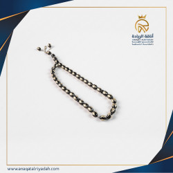 سبحة خشب يسر مطعم بالفضة حجم كبير