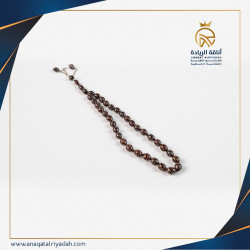 سبحة خشب كوك لون عودي مطعم بالفضة مع كتلة فضة 