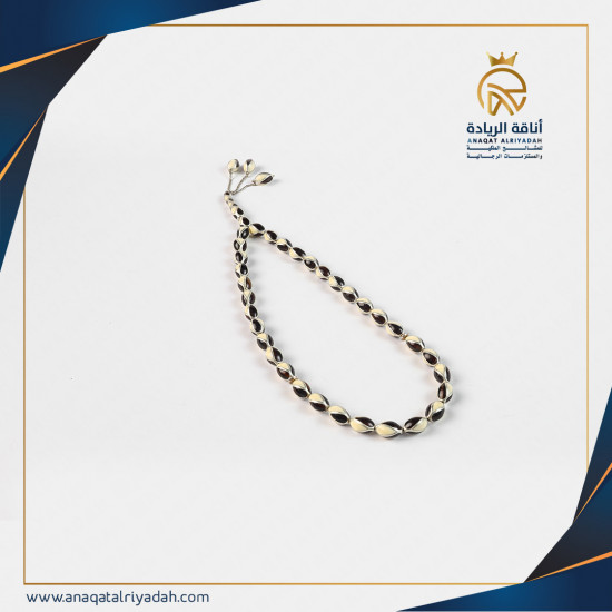 سبحة خشب بكلايد مع عظم مطعم بالفضة 