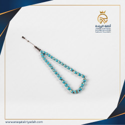 سبحة خشب كوك مطعم بالفضة مع الفيروز