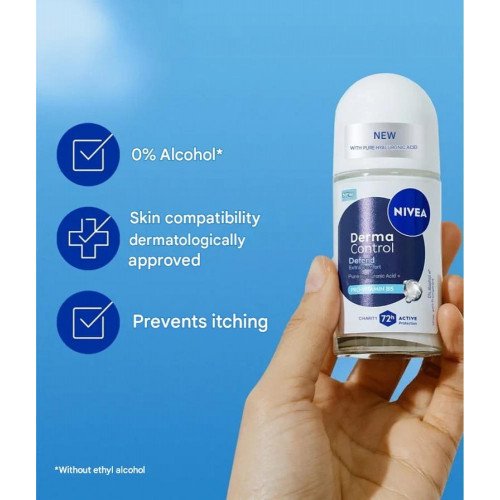 مزيل عرق رول مضاد للتعرق ديرما كنترول ديفند راحة اضافيه راحه 72 ساعه 50 مل - من نيفيا
