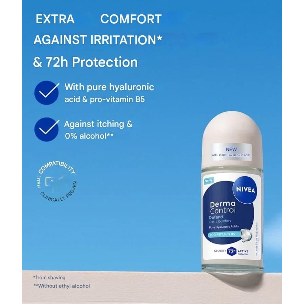 مزيل عرق رول مضاد للتعرق ديرما كنترول ديفند راحة اضافيه راحه 72 ساعه 50 مل - من نيفيا مزيل عرق رول مضاد للتعرق ديرما كنترول ديفند راحة اضافيه راحه 72 ساعه 50 مل - من نيفيا