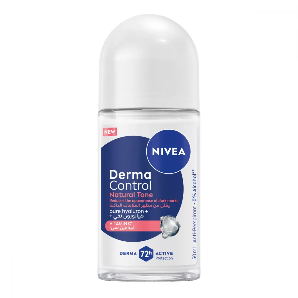 مزيل عرق لتفتيح رول ديرما ناتشورال تون بفيتامين سي حمايه 72 ساعه 50 مل - من نيفيا