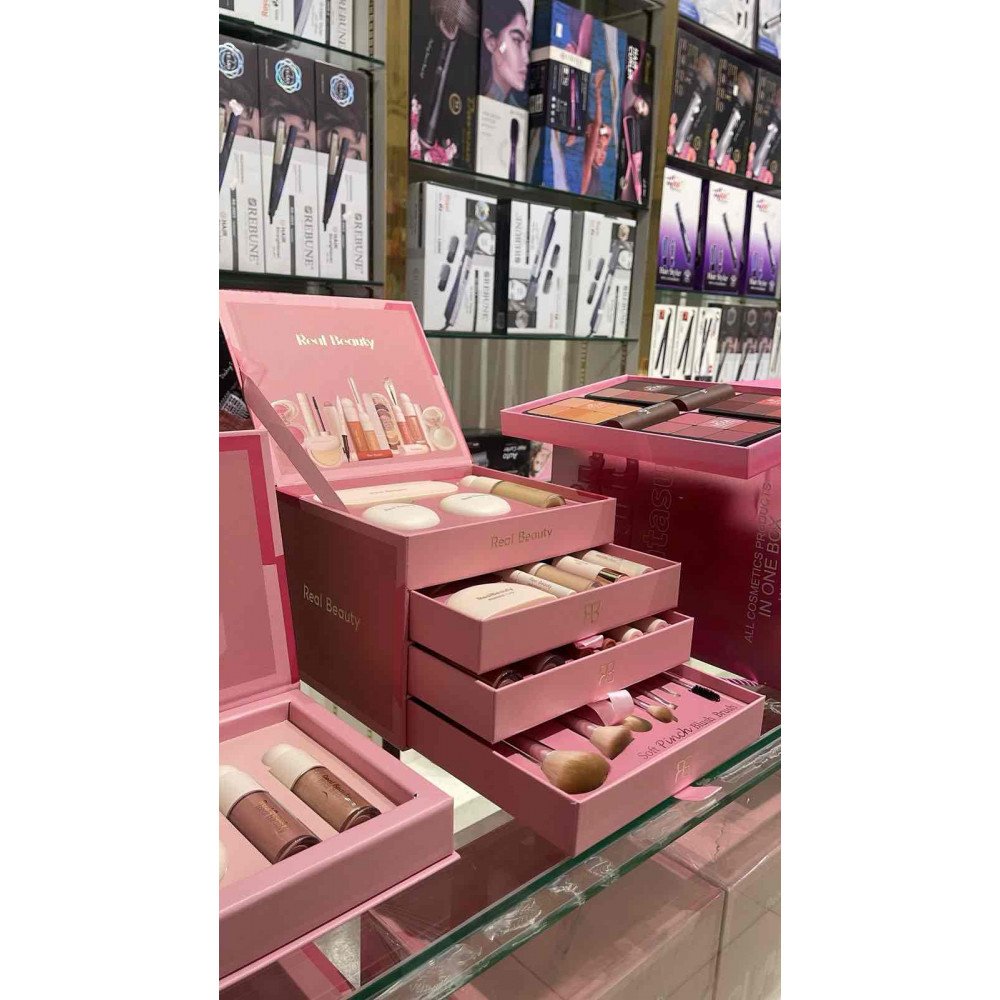 بوكس مكياج الوردي 4 طبقات - من ريل بيوتي 