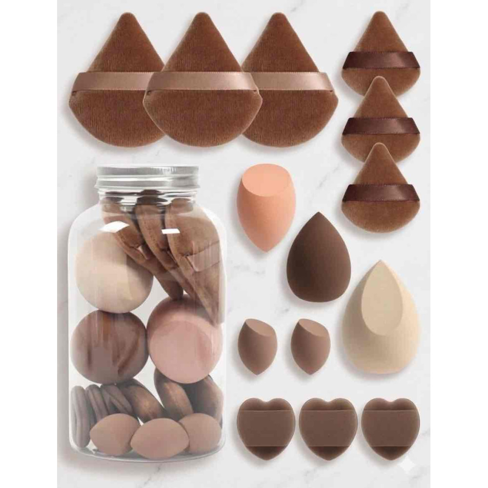 مجموعة بيوتي بلندر و دمج الاساس 15 قطعه لون بني