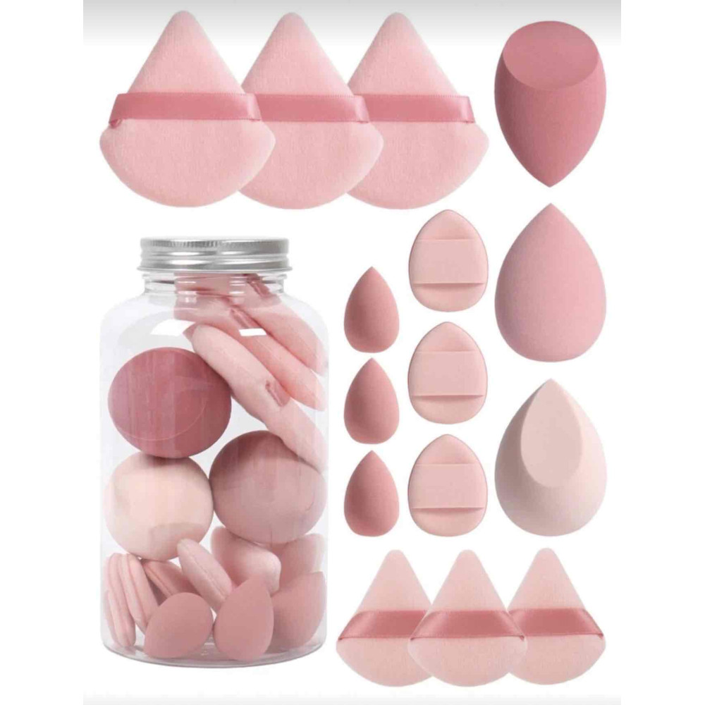 مجموعة بيوتي بلندر و دمج الاساس 15 قطعه لون وردي