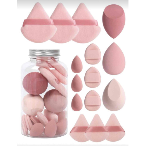 مجموعة بيوتي بلندر و دمج الاساس 15 قطعه لون وردي