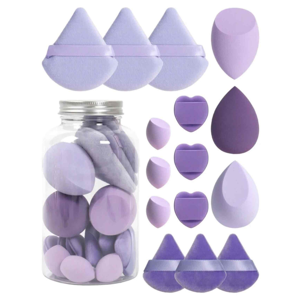 مجموعة بيوتي بلندر و دمج الاساس 15 قطعه لون موف