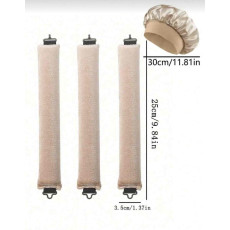 لفافات شعر قماش و قبعه - لون بيج 