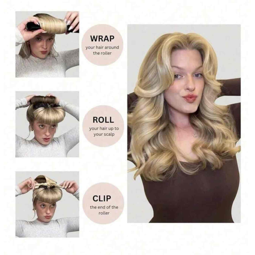 لفافات شعر قماش و قبعه - لون بيج 