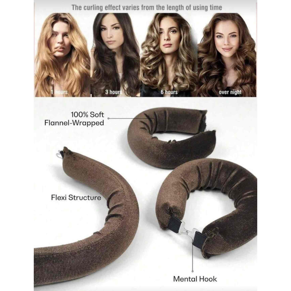 لفافات شعر قماش و قبعه - لون بيج 