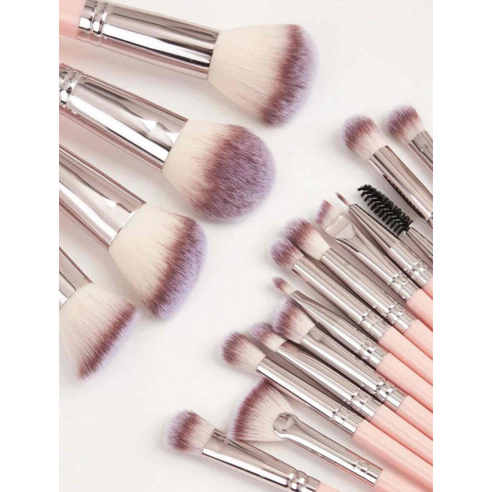 فرش مكياج ناعمه 17 قطعه - لون وردي