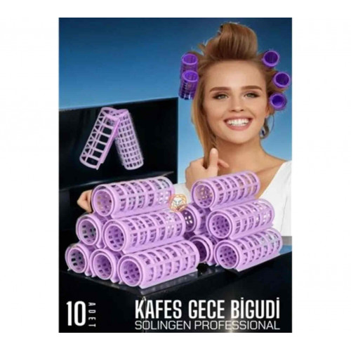 اداة لفافات شعر بلاستيك - لون ازرق 3 قطع