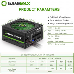 مزود طاقه : PSU GAMEMAX 800W مزود طاقه : PSU GAMEMAX 800W