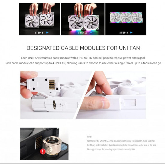 مراوح تركيب : LIAN LI CASE UNI-FAN SL120 3PACK BLACK