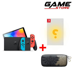 جهاز - نينتندو سويتش OLED أسود+ لعبة + شنطة نسخة زيلدا + إستيكر حماية جهاز - نينتندو سويتش OLED أسود+ لعبة + شنطة نسخة زيلدا + إستيكر حماية