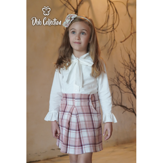 17106 بدلة بناتي قميص ابيض وتنورm 17106 بدلة بناتي قميص ابيض وتنورm