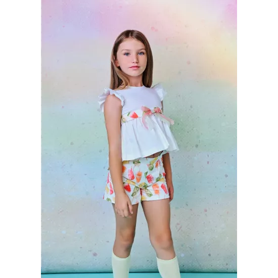 بدلة بناتي قميص وشورت بطبعة فواكة الصيف 23434 بدلة بناتي قميص وشورت بطبعة فواكة الصيف 23434