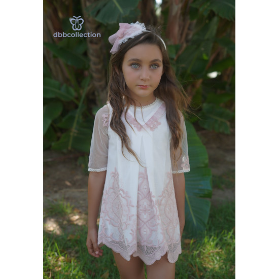 19415  فستان اسباني مطرز  بأكمام شفافه للمناسبات