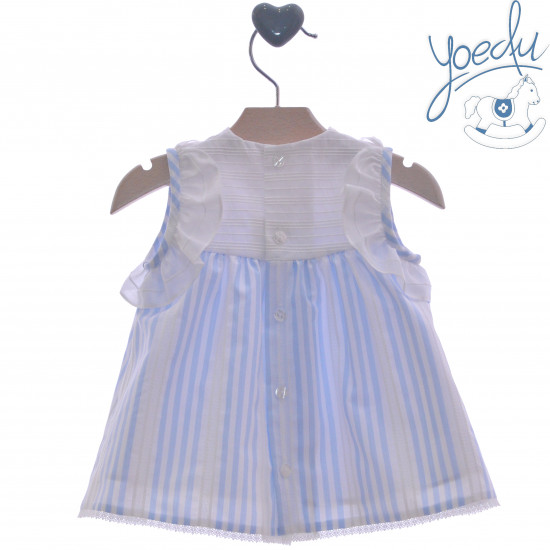 0340 فستان اسباني مخطط سماوي مع فيونكات 0340 فستان اسباني مخطط سماوي مع فيونكات