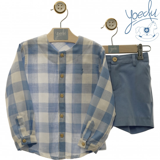 1220 بدلة ولادي قميص كاروهات وشورت 1220 بدلة ولادي قميص كاروهات وشورت