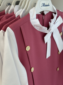 مريول مدرسي وردي متصل 14467 مريول مدرسي وردي متصل 14467