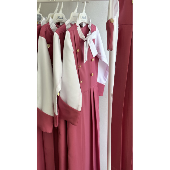 مريول مدرسي وردي متصل 14467