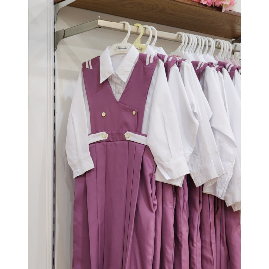 مريول مدرسي من قطعتين لون بنفسجي قميص أبيض 144621 مريول مدرسي من قطعتين لون بنفسجي قميص أبيض 144621