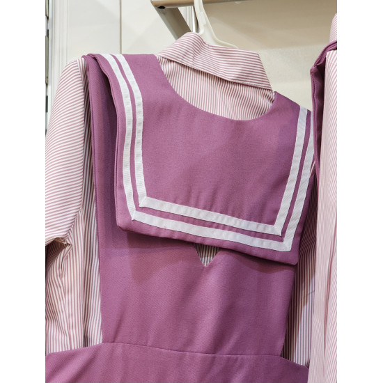 مريول مدرسي  من قطعتين لون بنفسجي قميص مقلم  144621