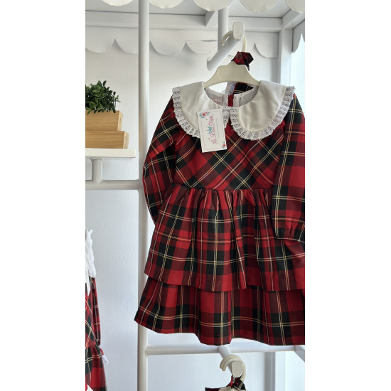 فستان كاروهات مع قبعة 240021 فستان كاروهات مع قبعة 240021