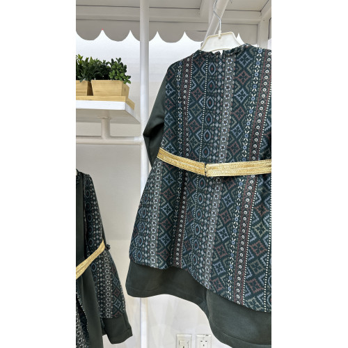 240104 فستان كشميري أخضر من قطعتين 240104 فستان كشميري أخضر من قطعتين