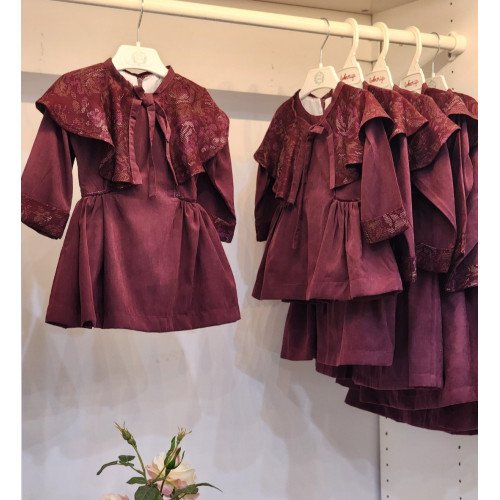 240106 فستان برغندي بشال كشميري