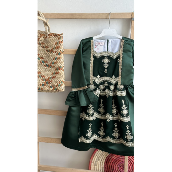 240341 فستان شعبي أخضر مع شيفون مطرز 240341 فستان شعبي أخضر مع شيفون مطرز