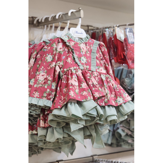 فستان صغيرات ورد احمر240195