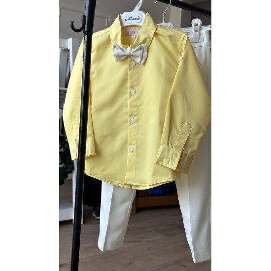 بدلة ولادي قميص أصفر وبنطلون سكري 240383 من ٣ قطع بدلة ولادي قميص أصفر وبنطلون سكري 240383 من ٣ قطع