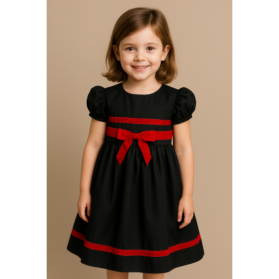 فستان أسود بشريط أحمر240503 