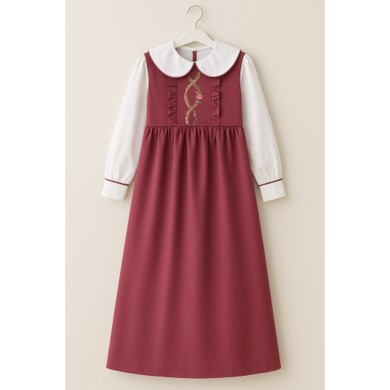 مريول مدرسي مطرز + قميص أبيض بياقة 240424 مريول مدرسي مطرز + قميص أبيض بياقة 240424