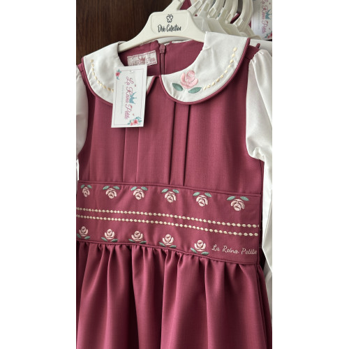 مريول مدرسي وردي متصل مطرز الحزام والياقة 144725 مريول مدرسي وردي متصل مطرز الحزام والياقة 144725